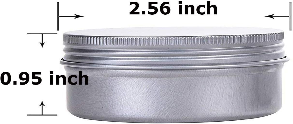 2 Ounce Aluminum Tin Jar Refillable Containers 60 ml Aluminum Screw Lid Round Tin Container Bottle for Cosmetic,Lip Balm, Cream, 12 Pack.
