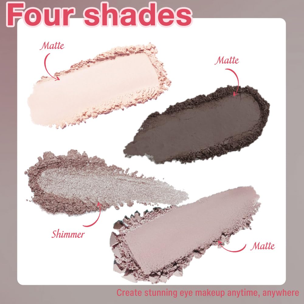 4Colors Eyeshadow Makeup Palette,Nude Gray Black Natural Neutral Powde Eye Shadow Palette for Older Women,Long Lasting Naturing-Looking,Lightweight,Waterproof,Eye Makeup Kit Travel Size