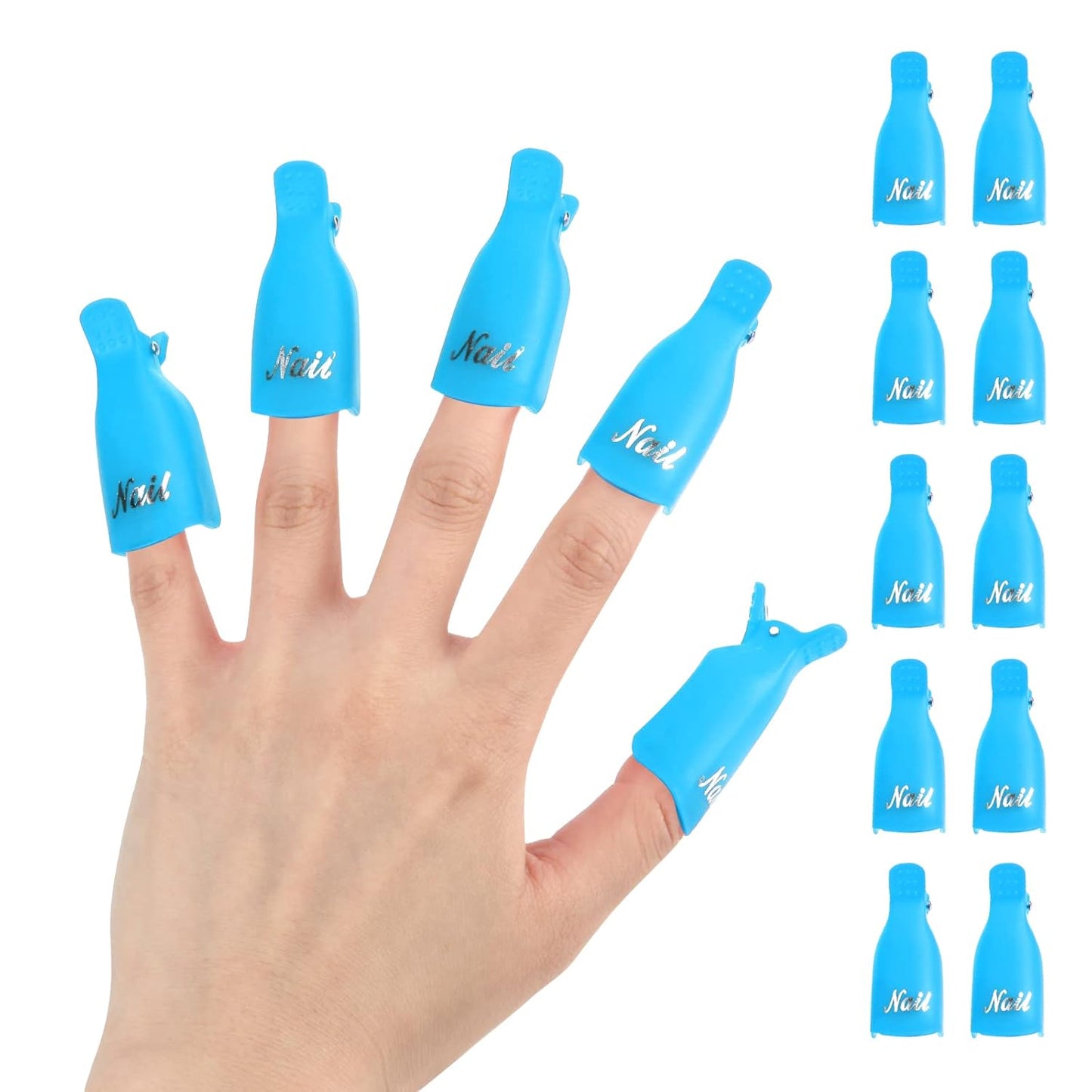 10Pcs Plastic Acrylic Nail Art Soak Off Cap Clip UV Gel Polish Remover Wrap Tool Gel Nail Polish Remover Clips for Fingernail Removal Soak Off Clips Wrap Cleaner Cap Clip Blue