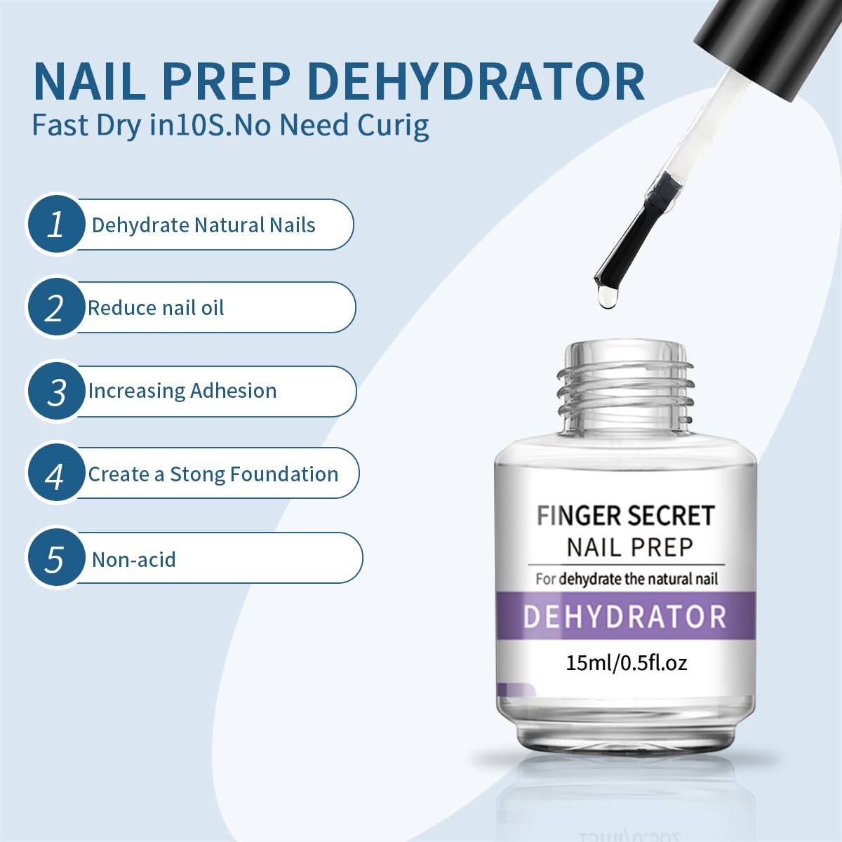 BEVINAS 15ml/0.5floz Nail Dehydrator for Gel Polish - Nail Prep Dehydrator for Press Ons - Ultimate Dehydrator for Nails - Enhance Your Nail Care Routine with Our Gel Nail Dehydrator