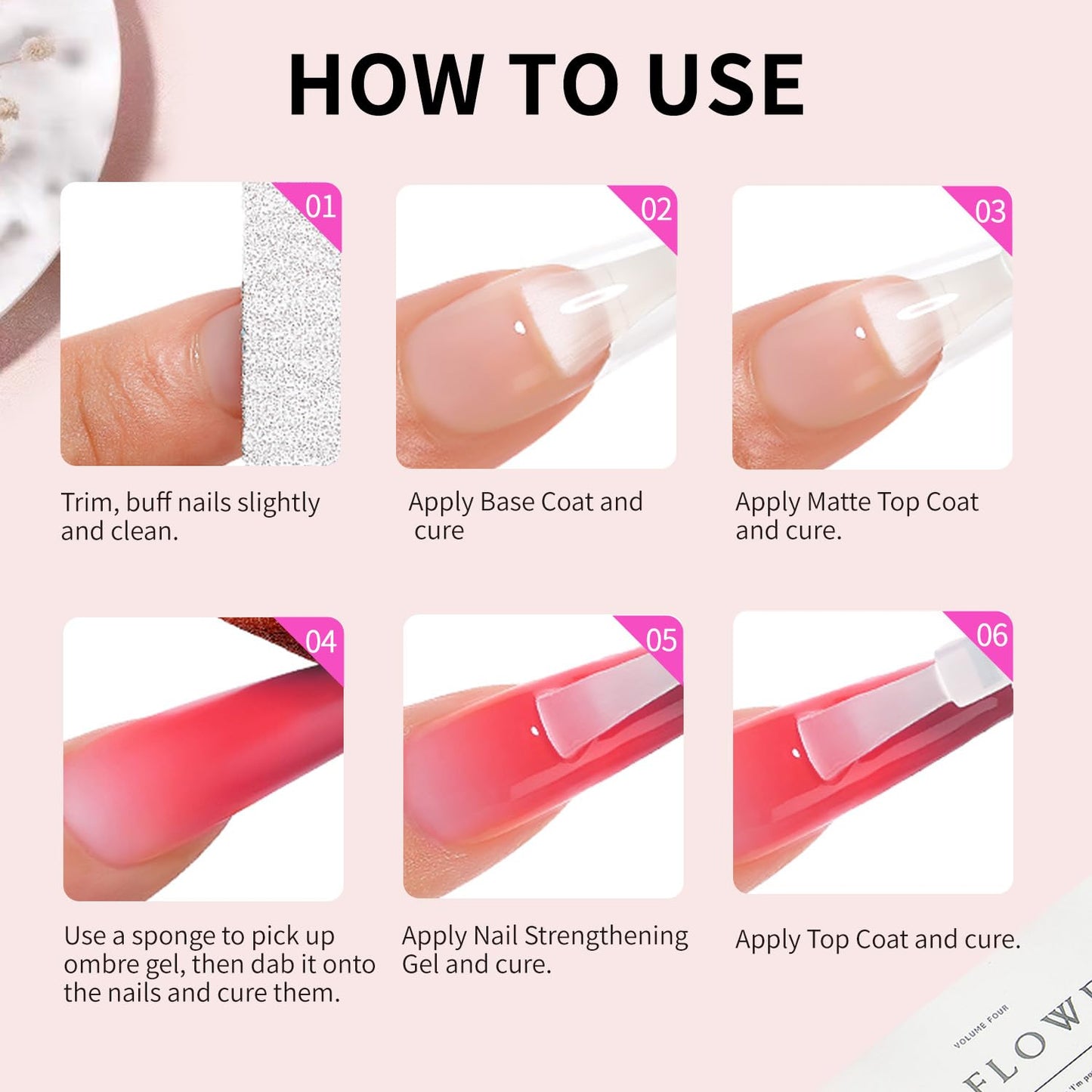 Ombre Gel Polish Nail Sponges for Ombre 4 Series Colorful Blush Effect Gradient painting gel ombre & pat paint for nails Multistyle French Manicure Nail Art DIY Home (A10, 1)