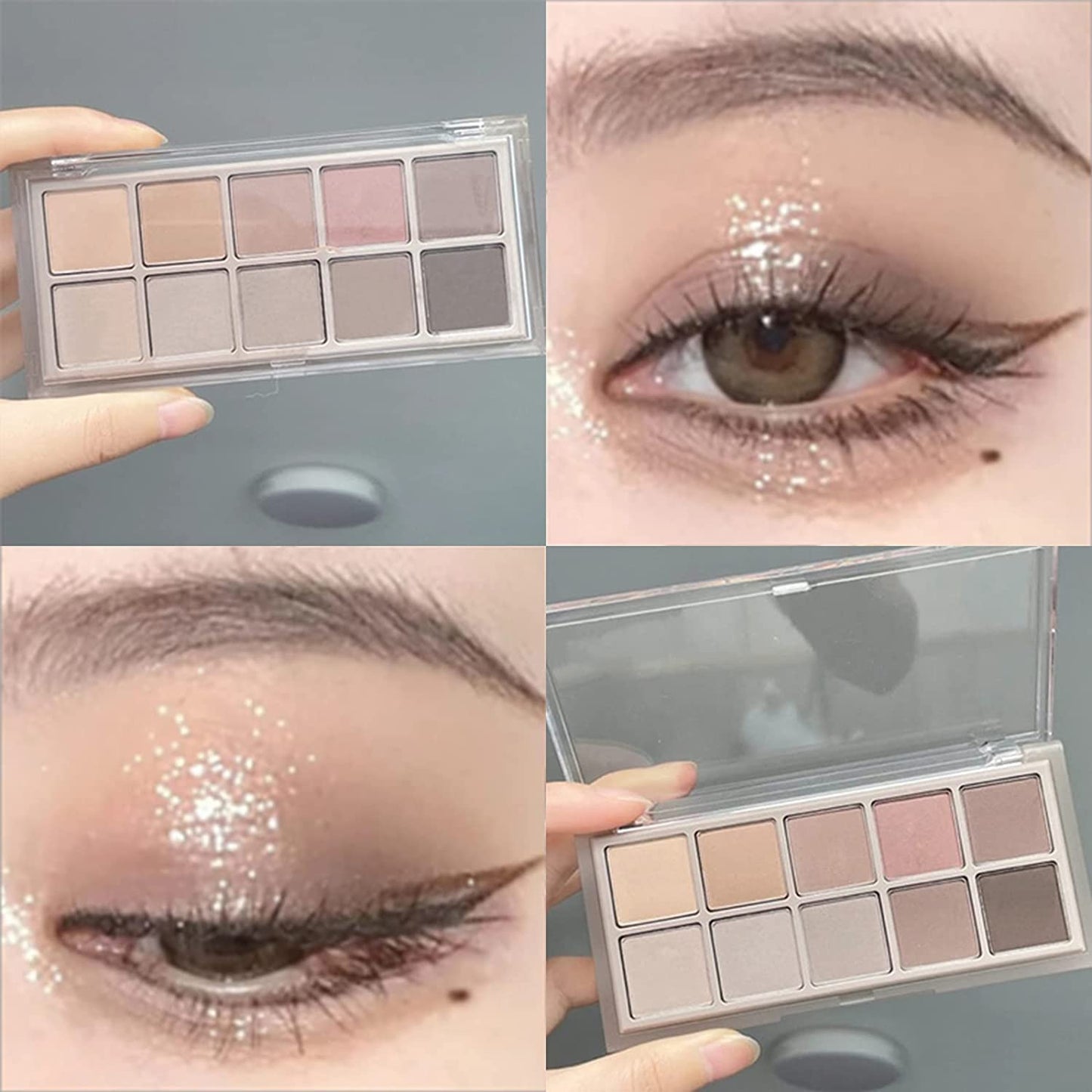 Erinde 10 Colors Matte Eyeshadow Palette, Grey Brown Eye Shadow Palette Makeup, Neutral Taupe Eye Makeup Pallet, Ultra-Blendable, Long Lasting Natural Nude Eyeshadow Pallete for Older Women, Cement