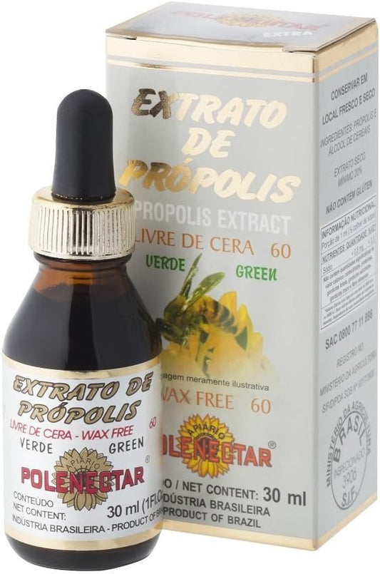 2 Pack of Polenectar Brazil Premium Bee Propolis Extract Wax Free 60 (30ml)
