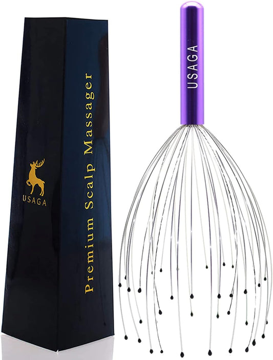USAGA 36 Fingers Head Massager Scalp Massager Head Scratcher for Scalp Body Relaxing (Purple)