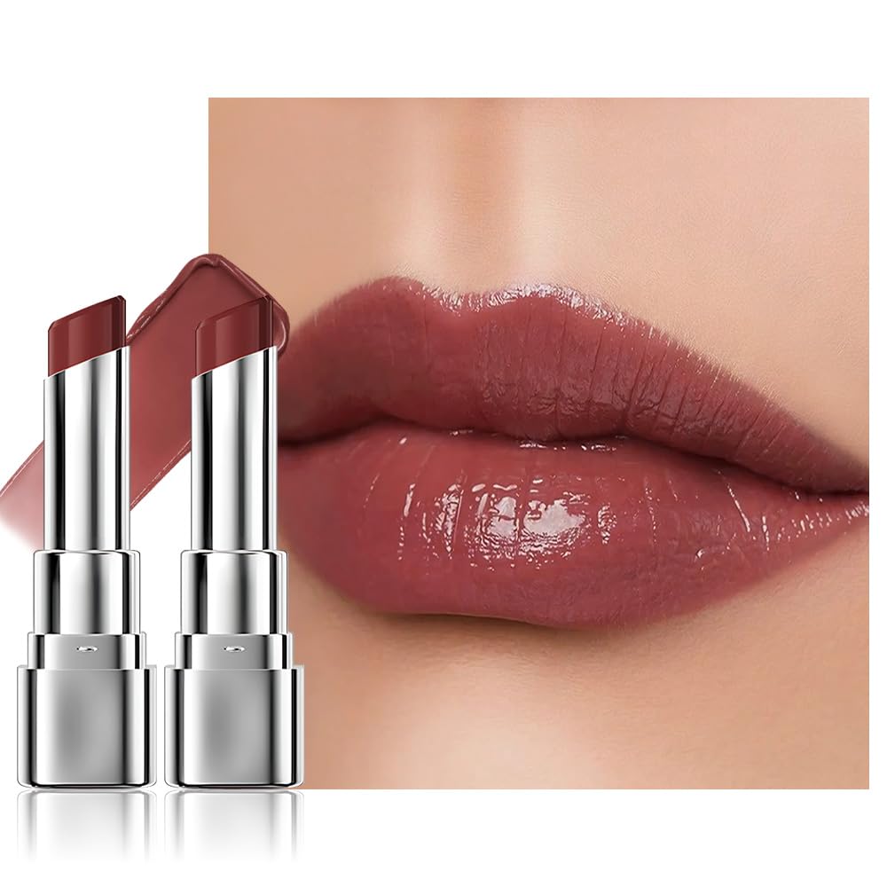 2Pcs Tinted Lip Balm Moisturizing Lipstick – Deep Rose Colored Bean Paste Sheer Hydrating Lip Color for Dry Lips – Nourishing Lip Balm for All Women with a Subtle Natural Scent (S05 & S05)