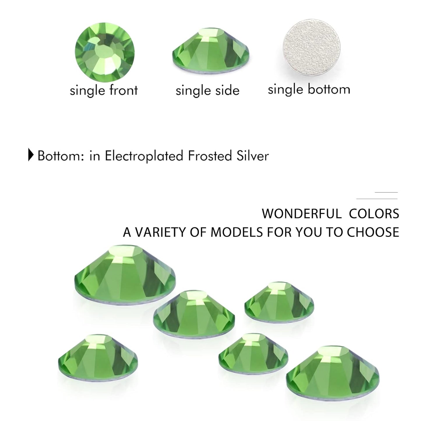 1440Pcs Light Green Crystal Rhinestones,Glass Flatback Rhinestones Gemstones Small for Nail Face Makeup Art Crafts Clothes Decoration - (SS8,2.4mm,Light Green)