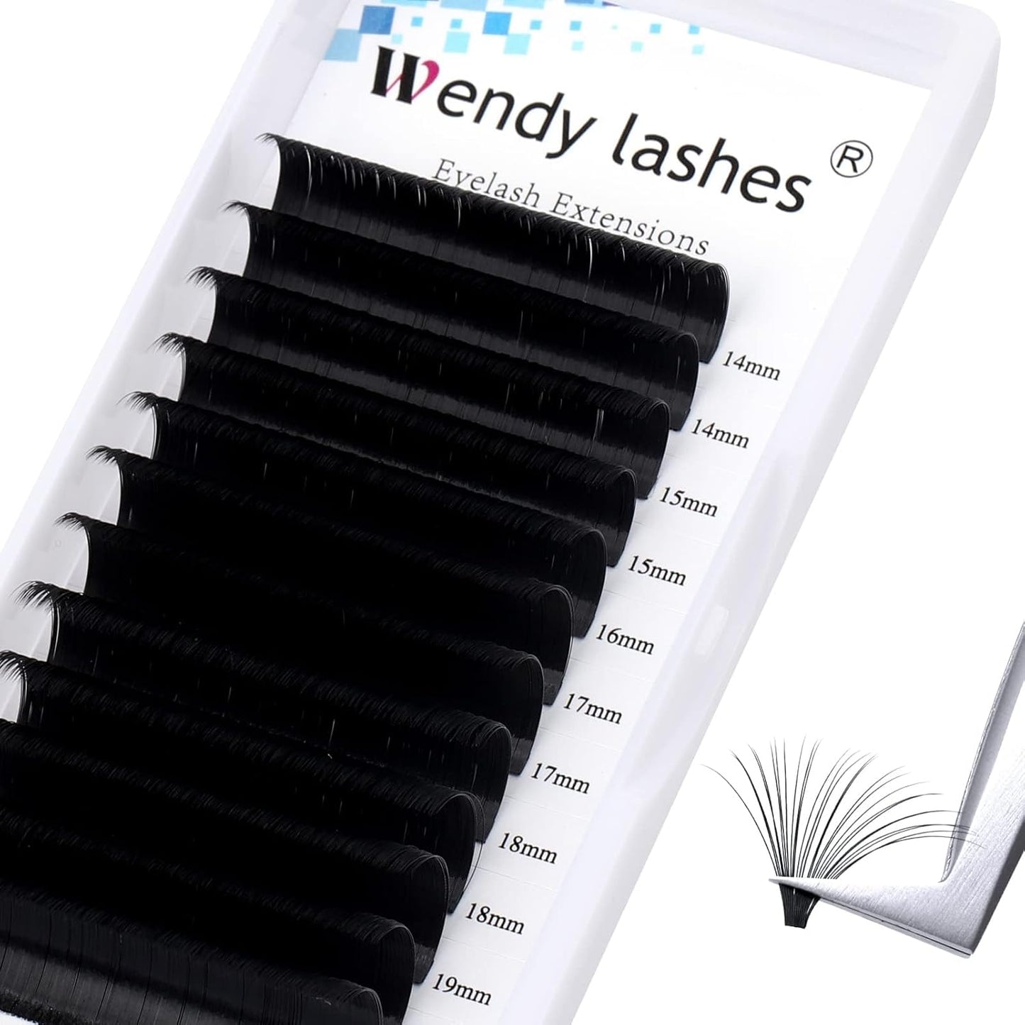 Easy Fan Volume for Lash Artists: Wendy, Handmade Fans for Eyelash Extensions, Self Fanning, Blooming, C-KH, Black, C-0.05-8-14