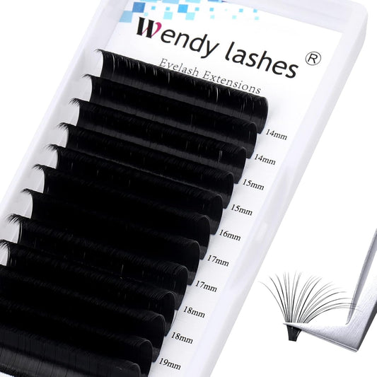 Easy Fan Volume for Lash Artists: Wendy, Handmade Fans for Eyelash Extensions, Self Fanning, Blooming, C-KH, Black, CC-0.05-14-20