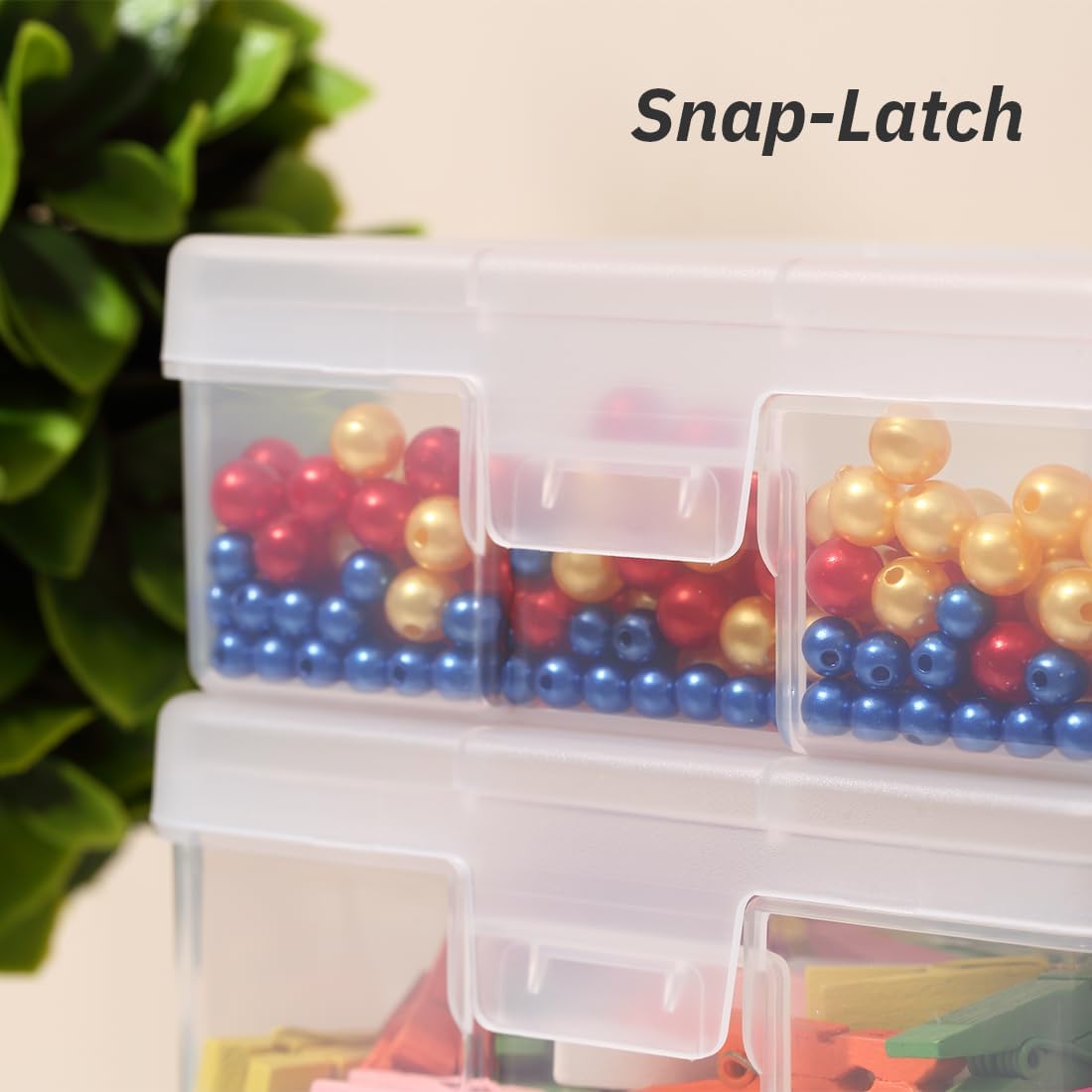 12 Pack Storage Containers with Latching Lid 5" x 5"x 1.9" Small Plastic Clear Stackable Boxes for Office and Beauty