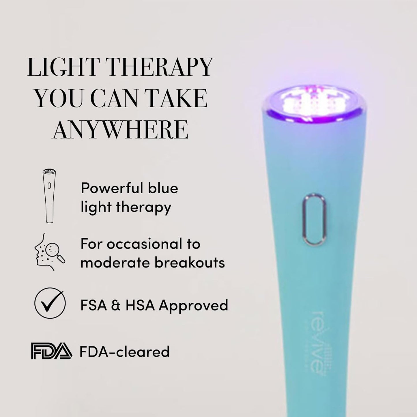 reVive Glo Multi-Spectrum Acne Tools, Medspa-Quality Red & Blue Light Wand, FDA-cleared Face Tools for Skincare, Science-Backed LED Light Therapy Products