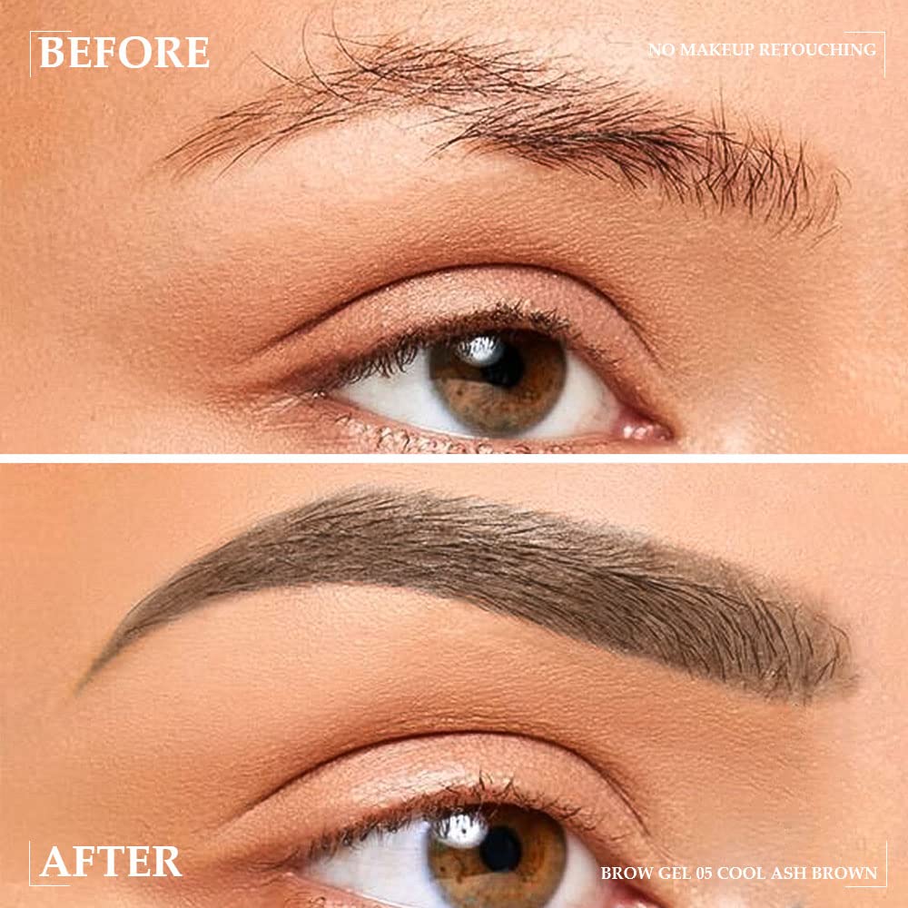 Kaely Thickening Brow Mascara,Tinted Eyebrow Gel Waterproof,Eyebrow Color Makeup,Brow Fast Sculpt,Vegan,Cruelty Free,maquillaje gel para cejas a prueba de agua,05 Cool Ash Brown