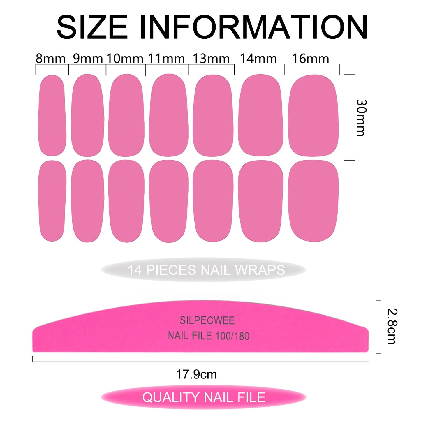 SILPECWEE 16 Sheets Nail Polish Stickers Full Nail Wraps Stick on Nail Polish Strips Self Adhesive Gel Nail Strips Fingernails Sticker Nails for Women with 1pc Nail File (Stylish Style)