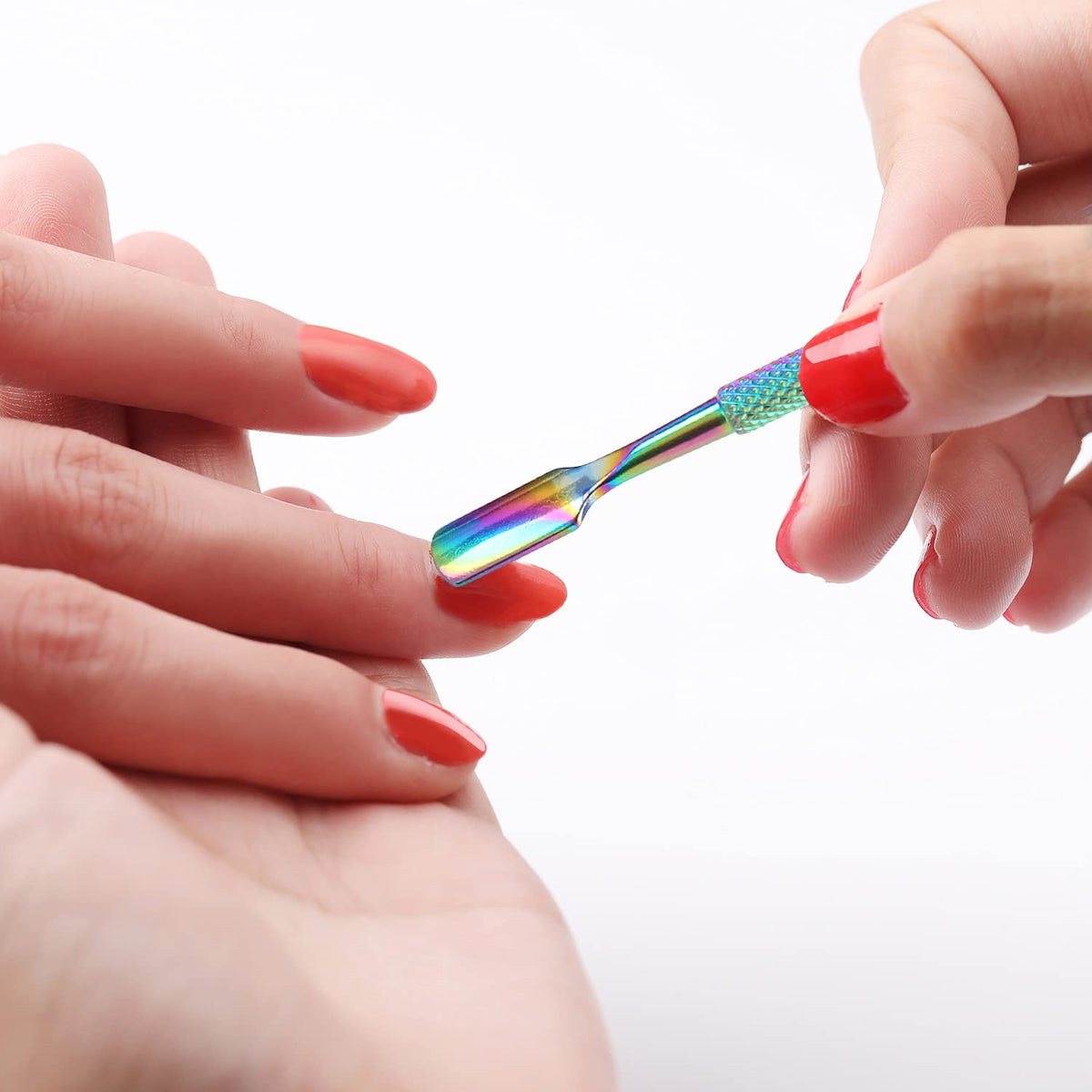 Cuticle Trimmer with Cuticle Pusher and Cutter,YINYIN Cuticle Remover Cutter Nipper Clippers Durable Pedicure Manicure Tools for Fingernails and Toenails(Rainbow)