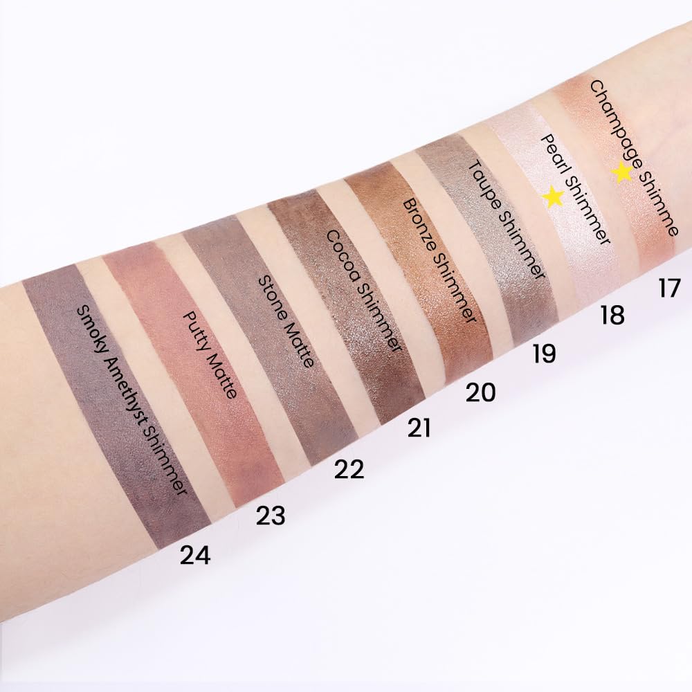 Kaely 2Pcs Cream Eyeshadow Sticks Set for Eyes Waterproof,Champagne Shimmer & Pearl Shimmer Matte Eye shadow Stick Pencil Pen Bulk sombras en crema para ojos 17+18