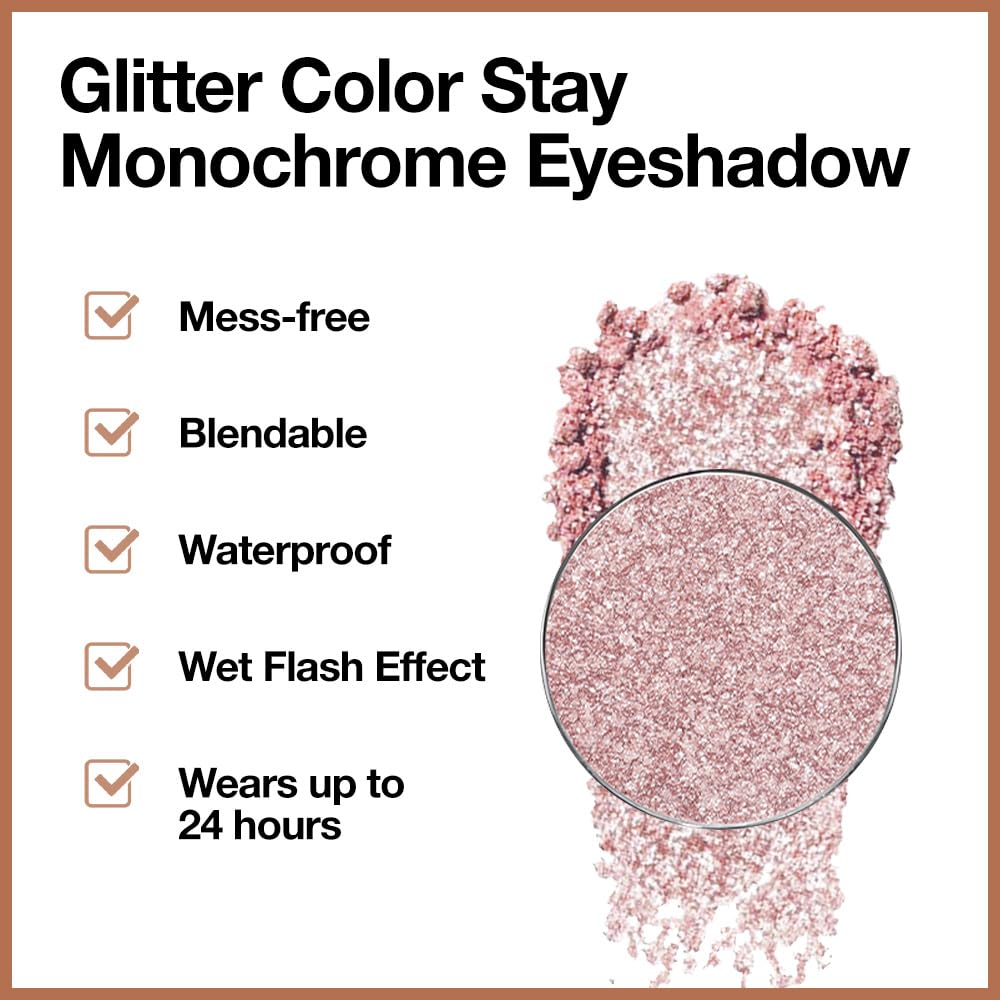 Pink Rose Gold Monochrome Shimmer Eyeshadow Palette Makeup,Long Lasting Naturing-Looking Lightweight Glitter Single Eyeshadow,Neutral Powde Eye Shadow for Older Women