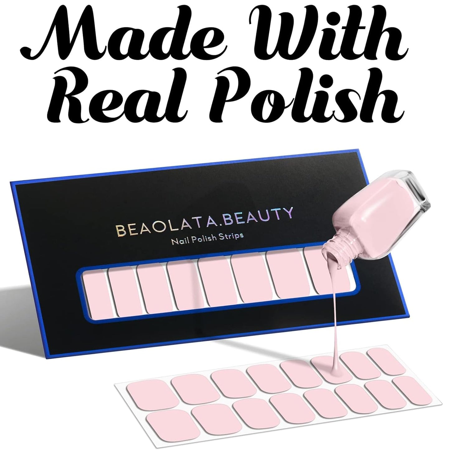 Nail Polish Strips, 32PCS Salon Quality Wraps, Long Lasting Gel Nail Stickers for Women Easy Apply& Remove (Fairies's Blue Glitter)