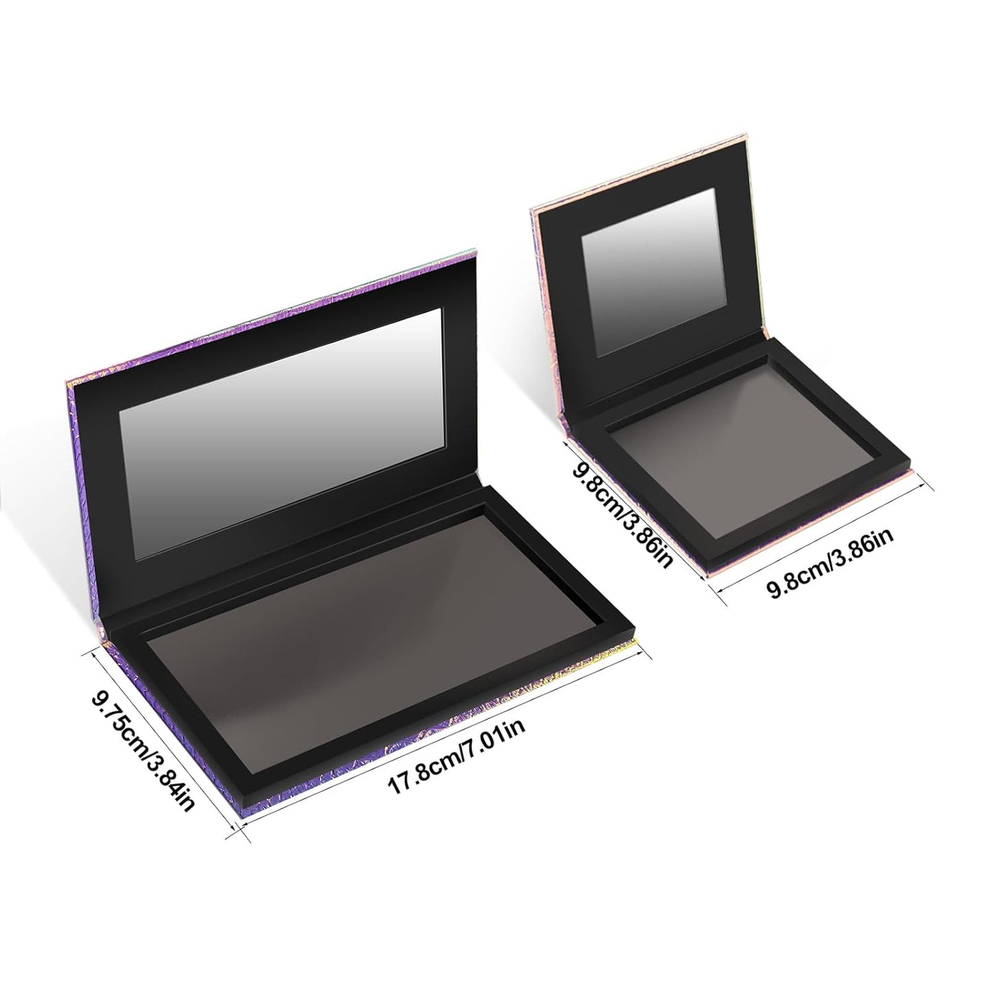 2 Packs Magnetic Makeup Palette Empty with Spatula and Metal Stickers, 18-pan and 9-pan Empty Eyeshadow Palette for Travel, DIY(Fish Scales)