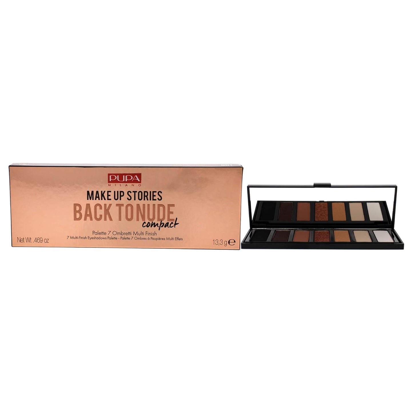 Pupa Milano Make Up Stories Eyeshadow Palette 001 Back To Nude - 7-Shade Shadow Collection with Matte, Satin, and Metallic Color Options - High Pigment Formula - Soft, Blendable Texture - 0.469 oz