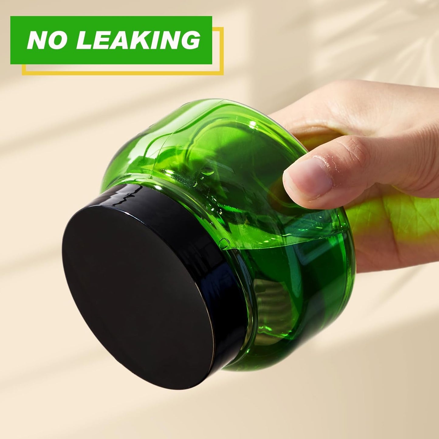 Tessco 24 Pack Plastic Jars with Lids Labels Empty Clear Plastic Jars Round Refillable Cosmetic Containers Body Butter Containers Bulk Sugar Scrub Bottle for Make Up(8 oz,Green, Black)