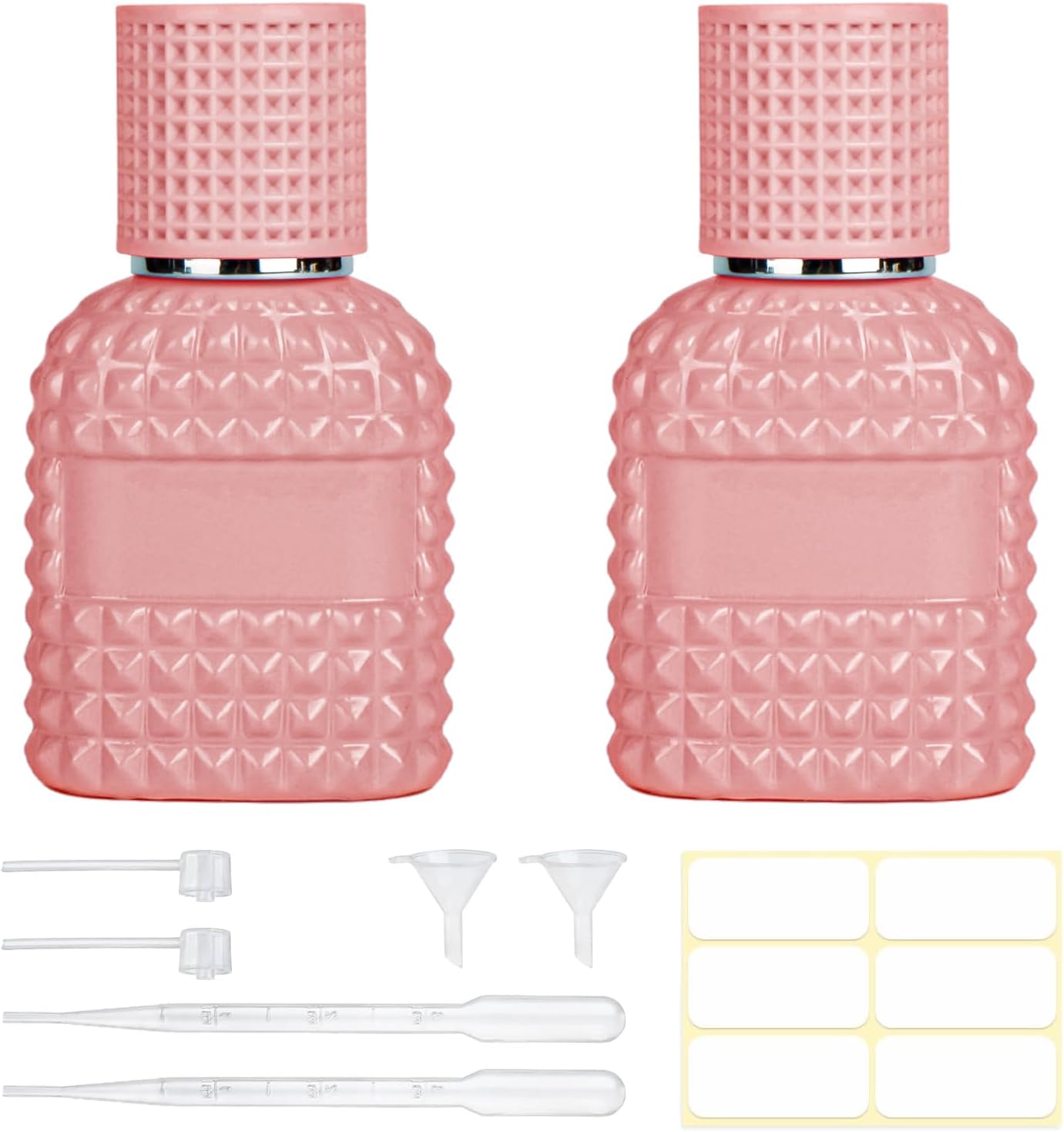 2 Pack 30ml Perfume Spray Bottles Empty, Refillable Glass Fine Mist Atomizer, Portable Travel Perfume Atomizers Fragrance Containers Sprayer for Cleaning, Essential Oils, Liquids (Pink)