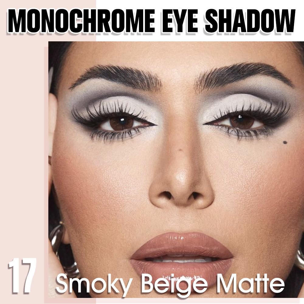 Nude Beige Single Matte Eyeshadow Makeup, Neutral Powde Eye Shadow for Women, Smoky Beige Matte Singles Eyeshadow Palette Pigmented Waterproof,sombras para ojos,Girls Monochrome Eyeshadows Gift