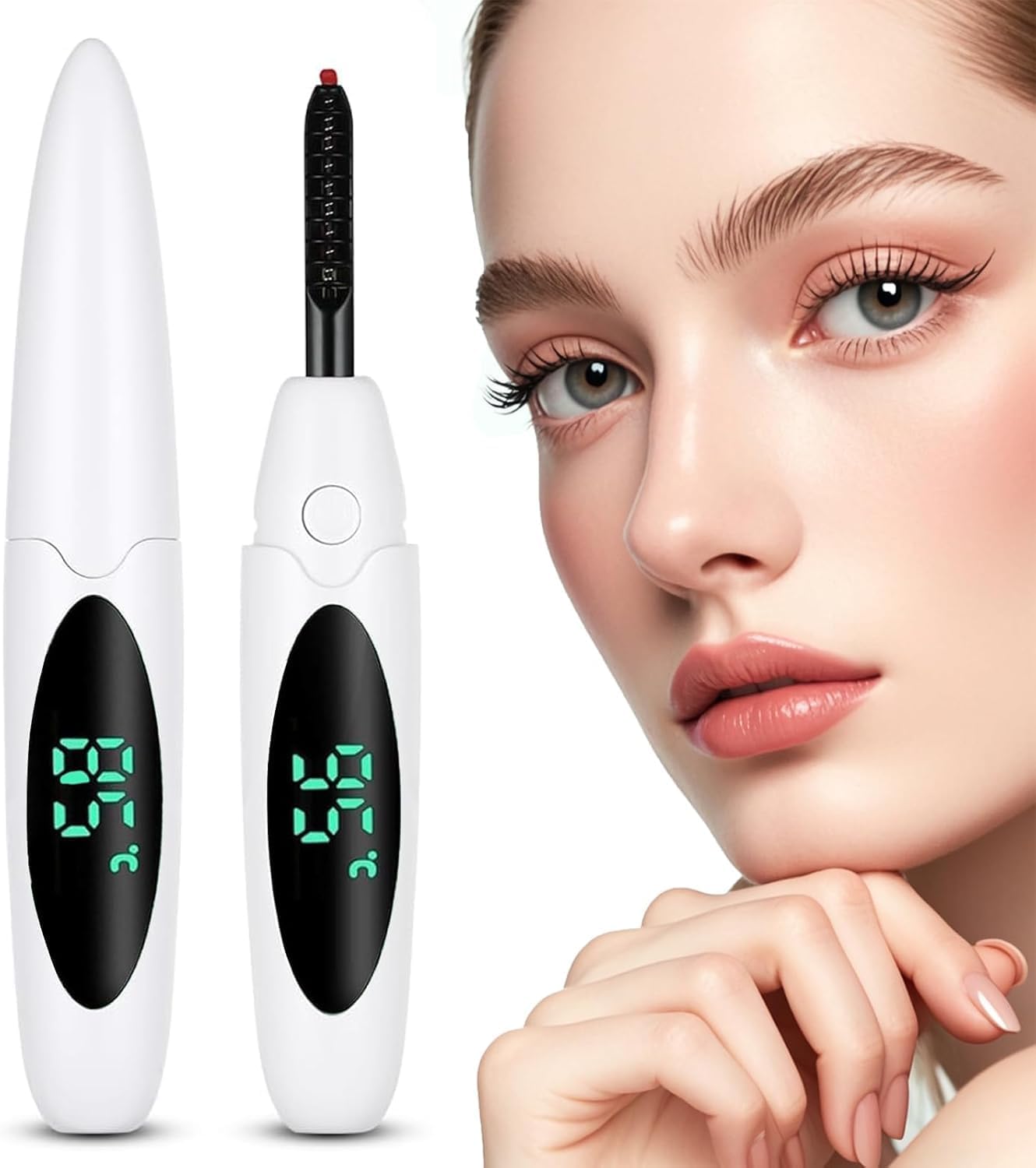 Heated Eyelash Curlers Electric Eyelash Curler with LED Display, 3 Temperature Modes Anti-Burn USB Rechargeable Natural Curling 24H Long Lasting for Women Makeup Tools Gifts WFB627