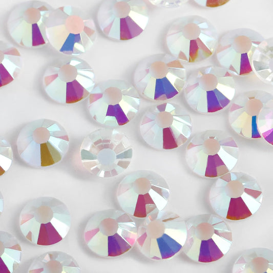 2000PCS SS16 Flatback Rhinestones | 12-Facet Diamond-Cut Glass Gems for Nail Art, Clothing, DIY Crafts |Glue-On Decoration Stones with Silver Backing(Transparent AB)
