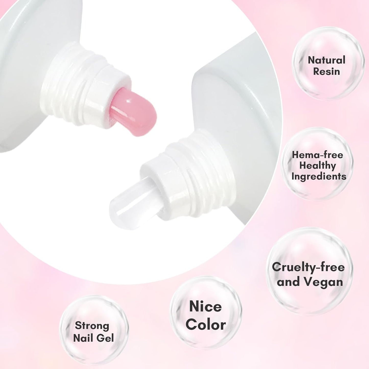 Makartt Poly Nail Gel Kit, 2PCs 50ML Clear & Nature Pink Colors, Large Capacity Poly Extension Nail Gel Kit, Strong Builder for Extension, 3D Diy Hard Gels Manicures Home Salon