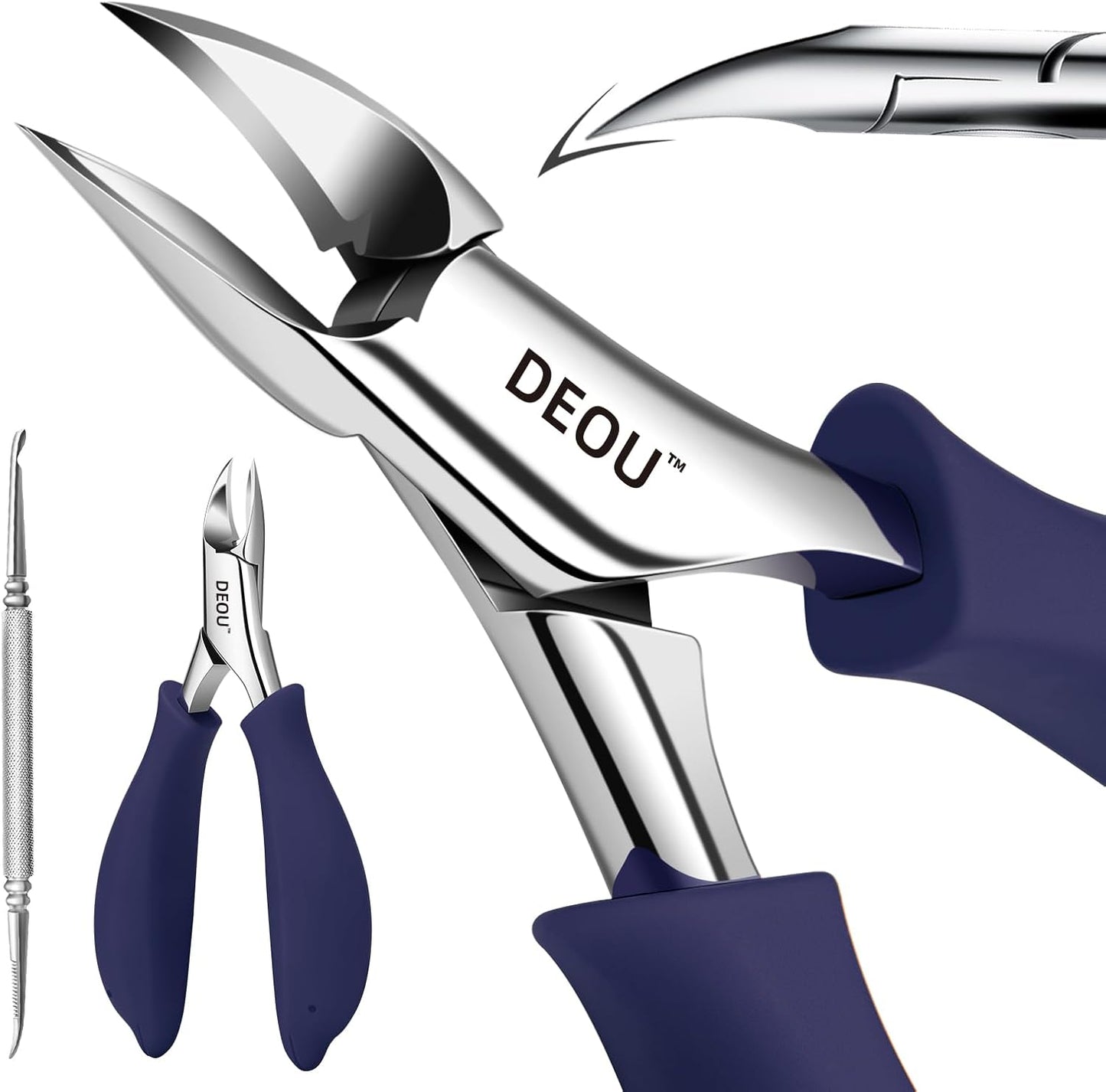 Podiatrist Toenail Clippers Ingrown Toenail Tools for Thick Nails and Inlaid Nails,Manicure and Pedicure Clippers,Heavy Duty Nail Clippers, Pedicure Tools (Dark Blue+Nail Remover)