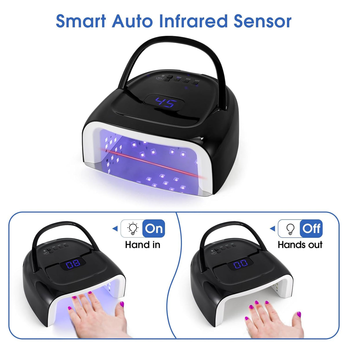 Rechargeable UV LED Nail Lamp 60W Cordless Nail Dryer LED Gel Polish Light with LCD Display, Auto Sensor and 4 Timer Settings, Professional Curing Lamp with 42 LED Beads for Salon and Home