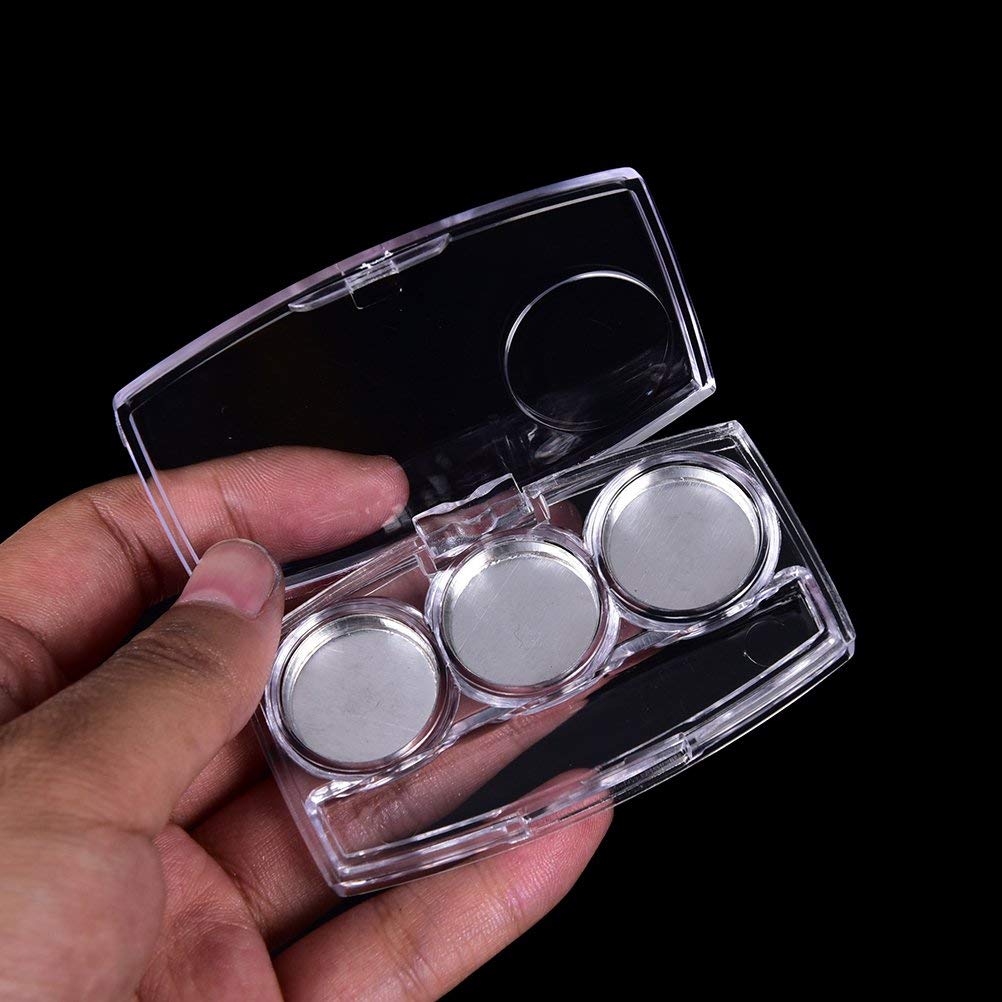 10 Pcs Clear Empty Eyeshadow Palette Plastic Eyeshadow Storage Box Case with 3 Grids Palettes Lipstick Box Pigment Palette Tray Plastic Cosmetics Container Box DIY Makeup Powder Sample Box