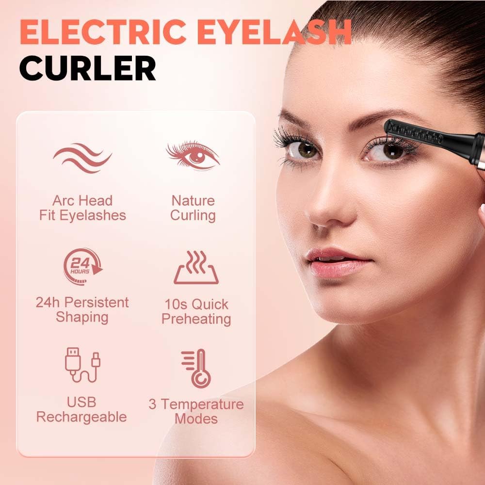 Heated Eyelash Curler, 2025 New Electric Eyelash Curler with LED Display, Portable Rechargeable Eye Lash Curlers Heated Makeup Tool for Women Girls (White)