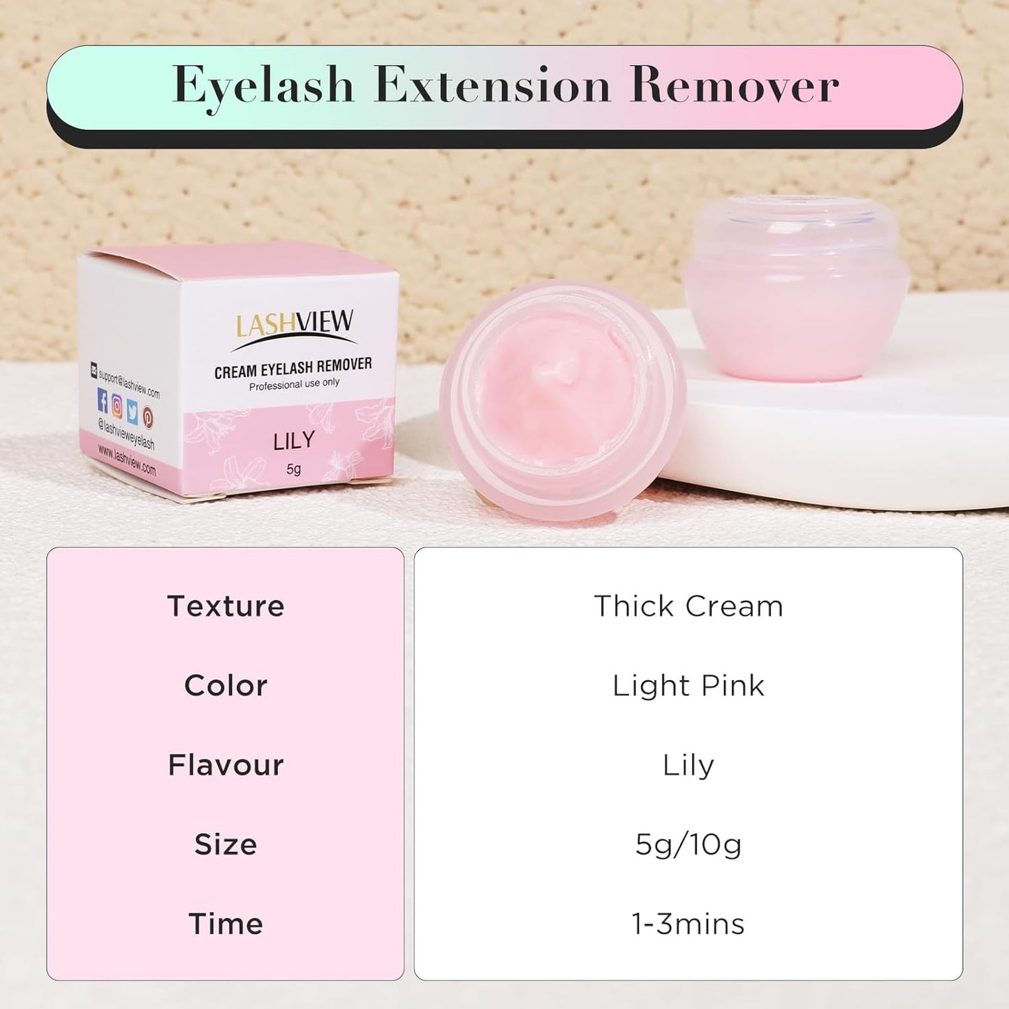 LASHVIEW Eyelash Extension Remover Cream, Light Lily Flavor Cream,Eyelash Adhesive Remover, Professional Eyelash Extensions Remover for Salon,10g
