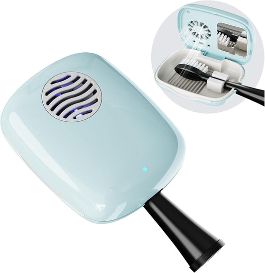 UV-C Toothbrush Sanitizer Cover Case and Holder Electric Travel Toothbrush Cover with Holder for Any Toothbrush Head Rechargeable Toothbrush Travel Case Blue