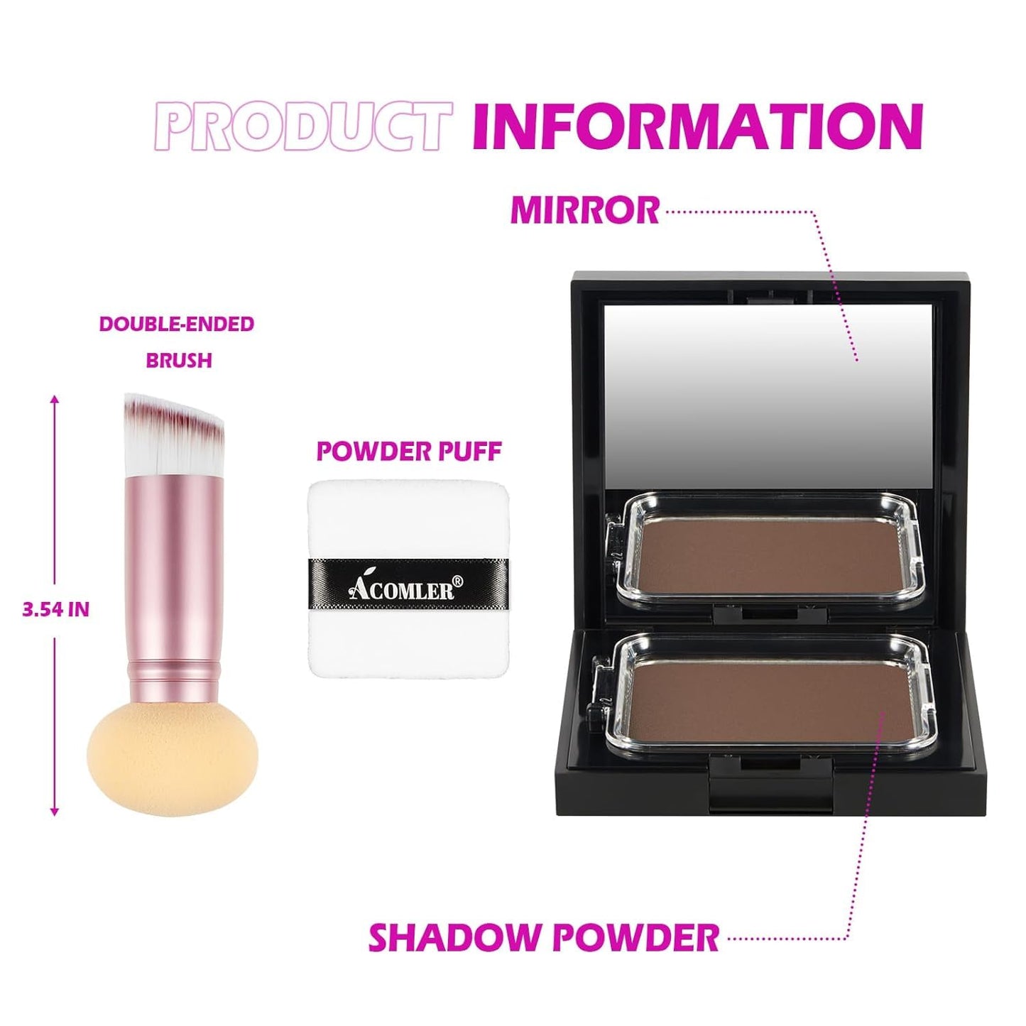 Acomler Root Touch Up Hair Color, Talc-Free Hairline Powder for Thinning, Root Touch Up Instantly Gray Hair Cover Up, Hair Powder for Women Men, Includes Makeup Brush (Brown, 0.42oz)