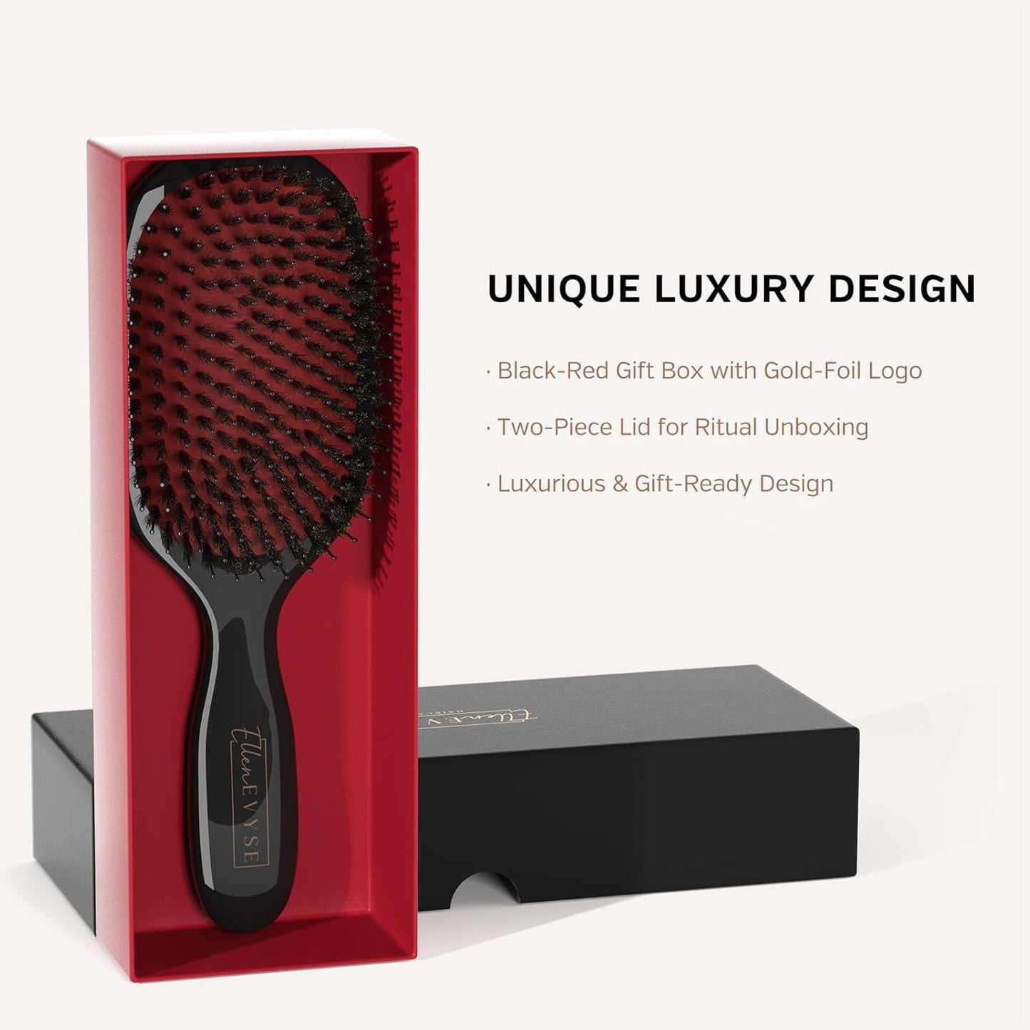 Boar Bristle Hair Brush,Nylon Pins and Boar Bristles for Smoothing,Detangling,Reducing Breakage and Enhancing Shine,Hairbrush for Women,Men