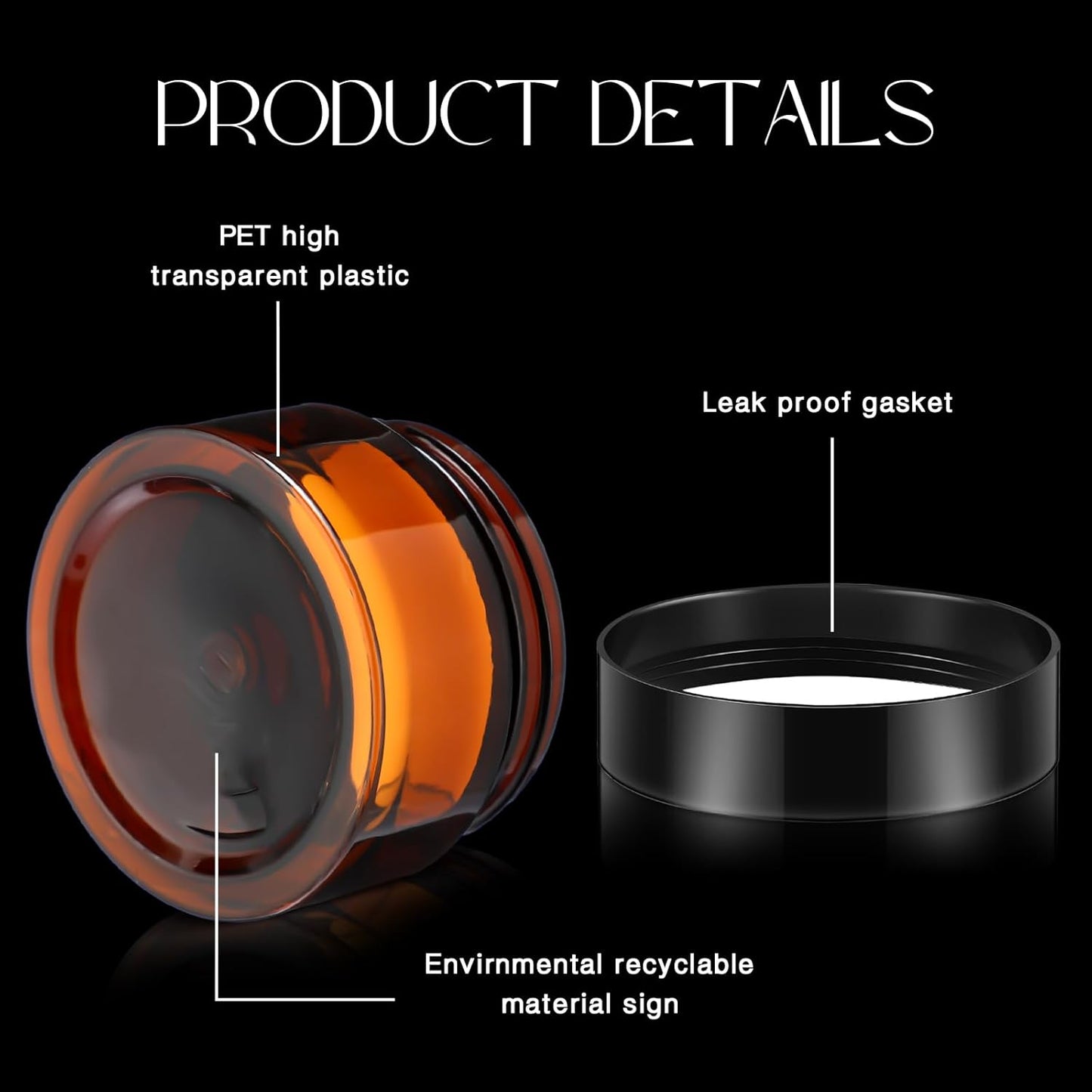 200 Pcs 1 oz Empty Bulk Plastic Container Jars with Lid Leak Proof Round Plastic Jars Small Cosmetic Travel Containers for Storage Makeup Creams Lotion Ointments, Amber