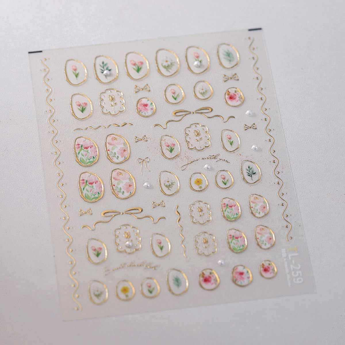 5D Embossed Flower Retro Mirror Nail Stickers Irregular Geometric Frames Nail Stickers Vintage Gold Hollow Designs Nail Decals Self-adhsive Nail Decals for Women DIY Manicure Decorations 1Sheet