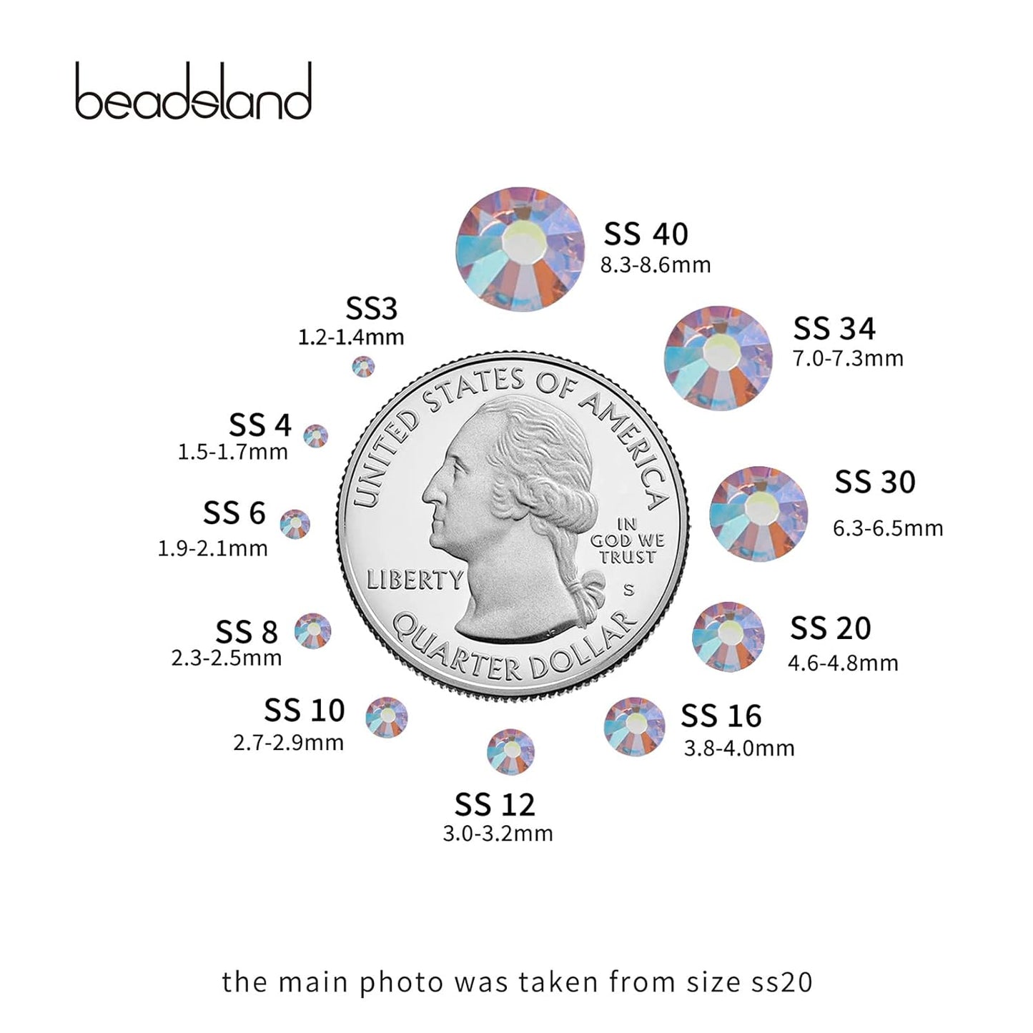 Beadsland 1440 Pieces Flat Back Crystal Rhinestones Round Gems,Light Pink AB,SS10,2.7-2.9mm