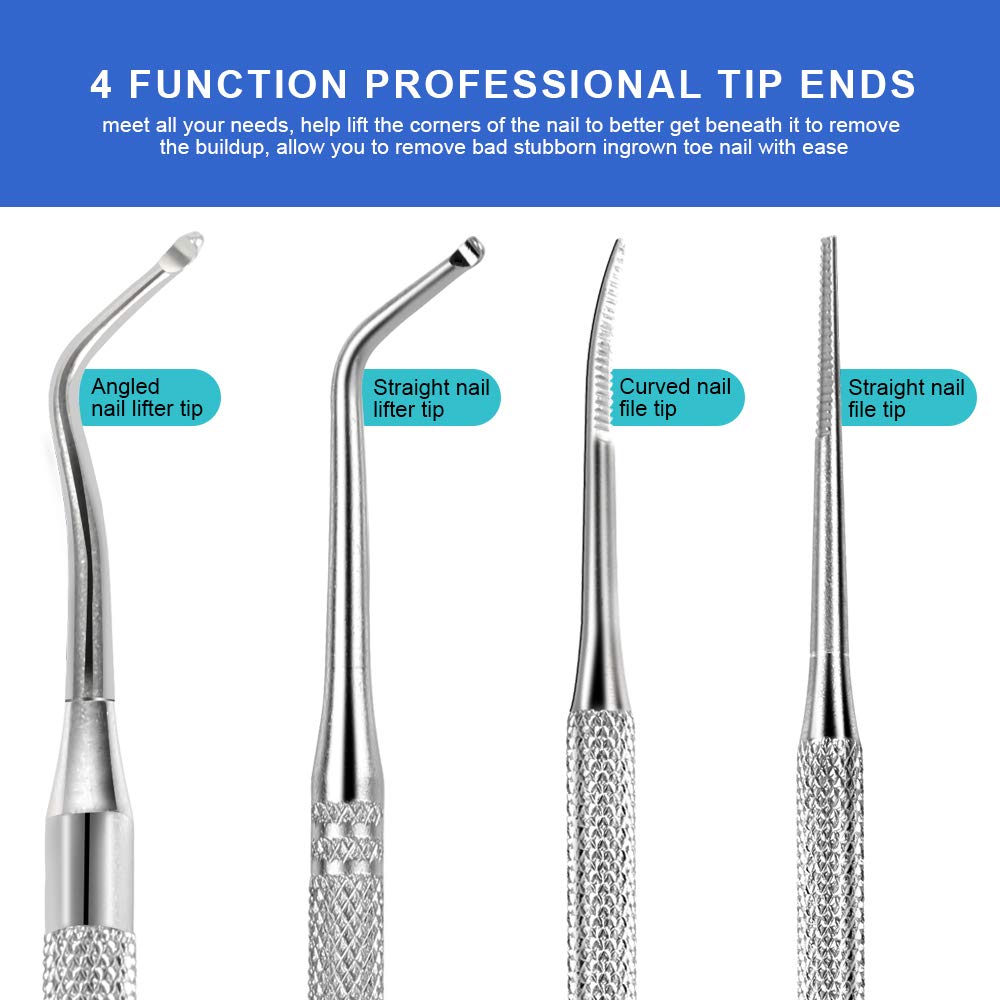 Teenitor Pedicure Tools for Feet, Toenail File and Lifters, Upgraded Professional Surgical Safe Ingrown Toenail Treatment Ingrown Toenail Removal Kit Ingrown Toenail Tool