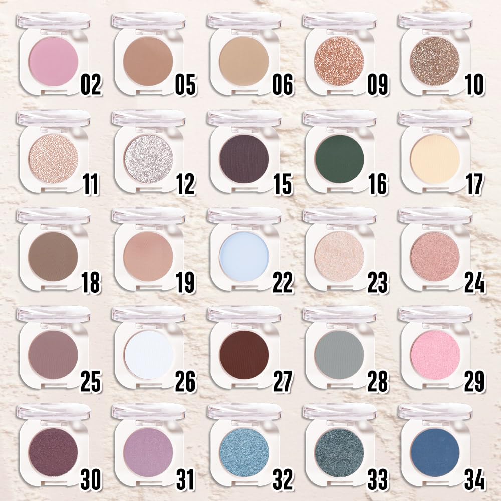 White Matte Eyeshadow Palette for Women, Single Monochrome Eye Shadow Makeup, Shiny Pressed Powder, Blendable Natural sombras para ojos, Holographic,Vegan,Travel -26