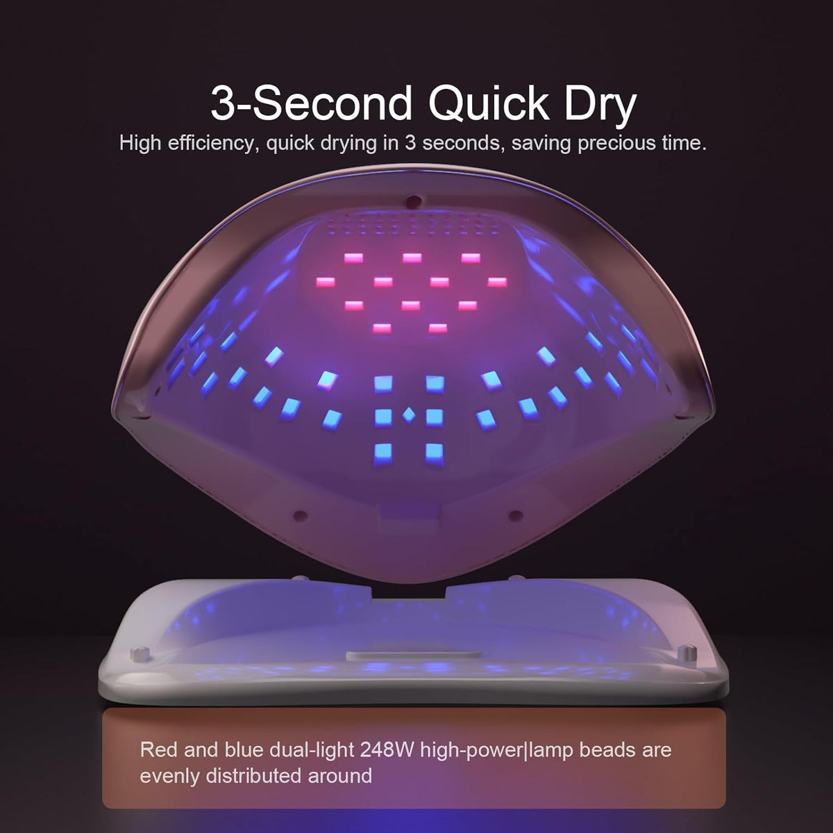 Professional White LED Nail Lamp – Smart Gel Nail Dryer with Touch Timer, Dual-Light Beads & Removable Base – Sleek UV Lamp for Salon & Home Use