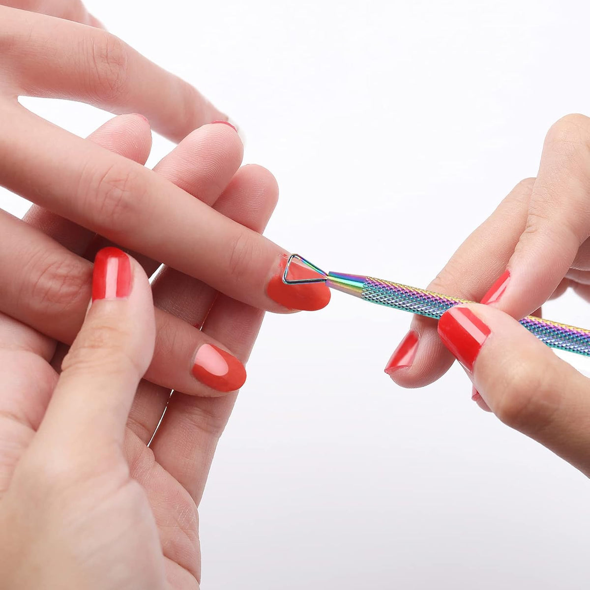 Cuticle Trimmer with Cuticle Pusher and Cutter,YINYIN Cuticle Remover Cutter Nipper Clippers Durable Pedicure Manicure Tools for Fingernails and Toenails(Rainbow)