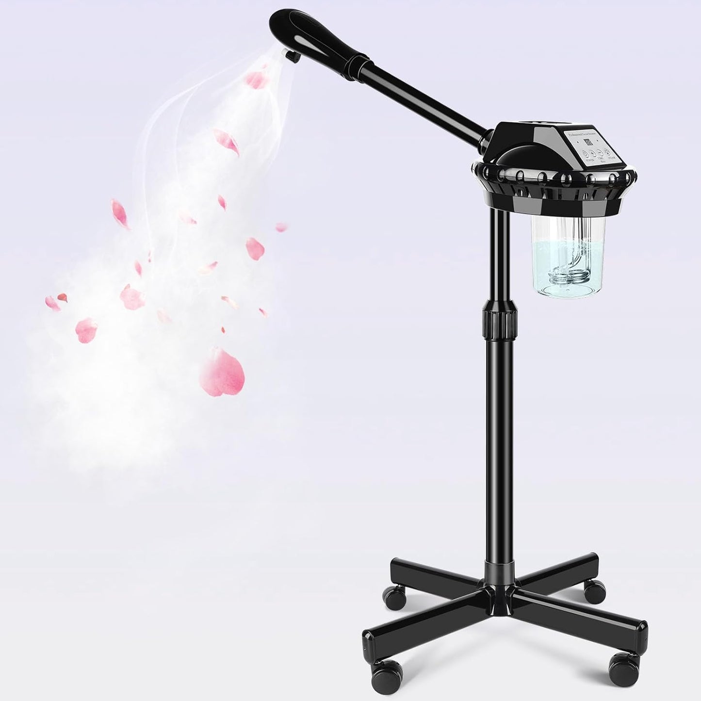 Professional Facial Steamer, Facial Steamer on Wheels, Face Steamer with Time Setting, Stand Face Steamer Adjustable Height for Spa, Salon and at Home use