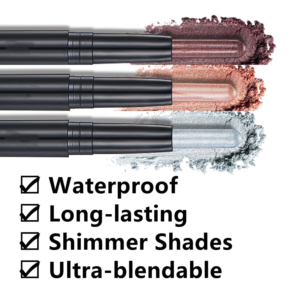 Silver Gray Eyeshadow Stick Makeup, Cream Shimmer Eye Shadow Pencil, Hypoallergenic Waterproof Long Lasting Crayon, Smooth Glitter Primer Palette Eyeliner Make up