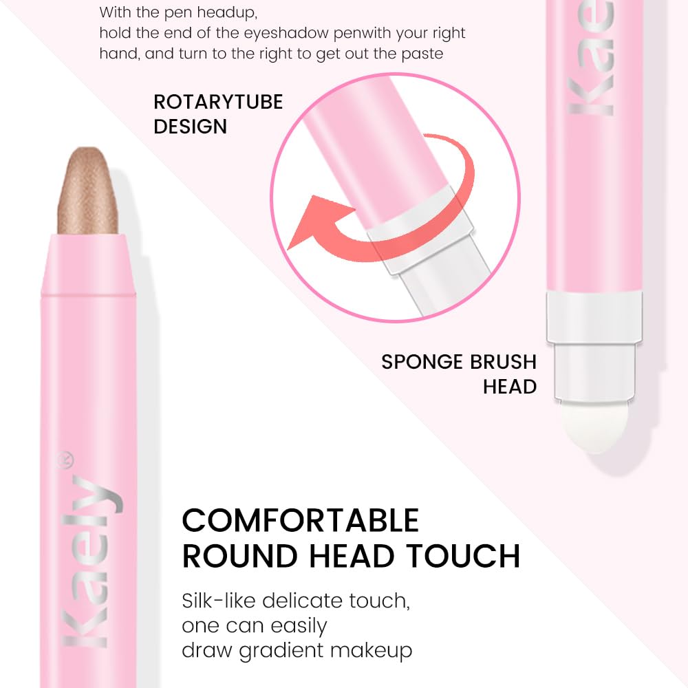 Kaely 2in1 Cream Eye Shadow Brightener Sticks for Eyes, Pencil Eyeshadow Applicator Stick Waterproof Pigmented, Eye Shadow Palette Highlighter Makeup, sombras para ojos, 25 Sand Shimmer