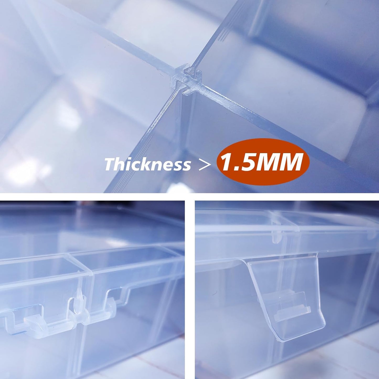 Plastic Organizer Tackle Box, 12 Grids Clear Bead Organizer Compartment Box with Removable Dividers for Snackle box,Parts, Earring Container Tool Fishing Hook Hair Accessories