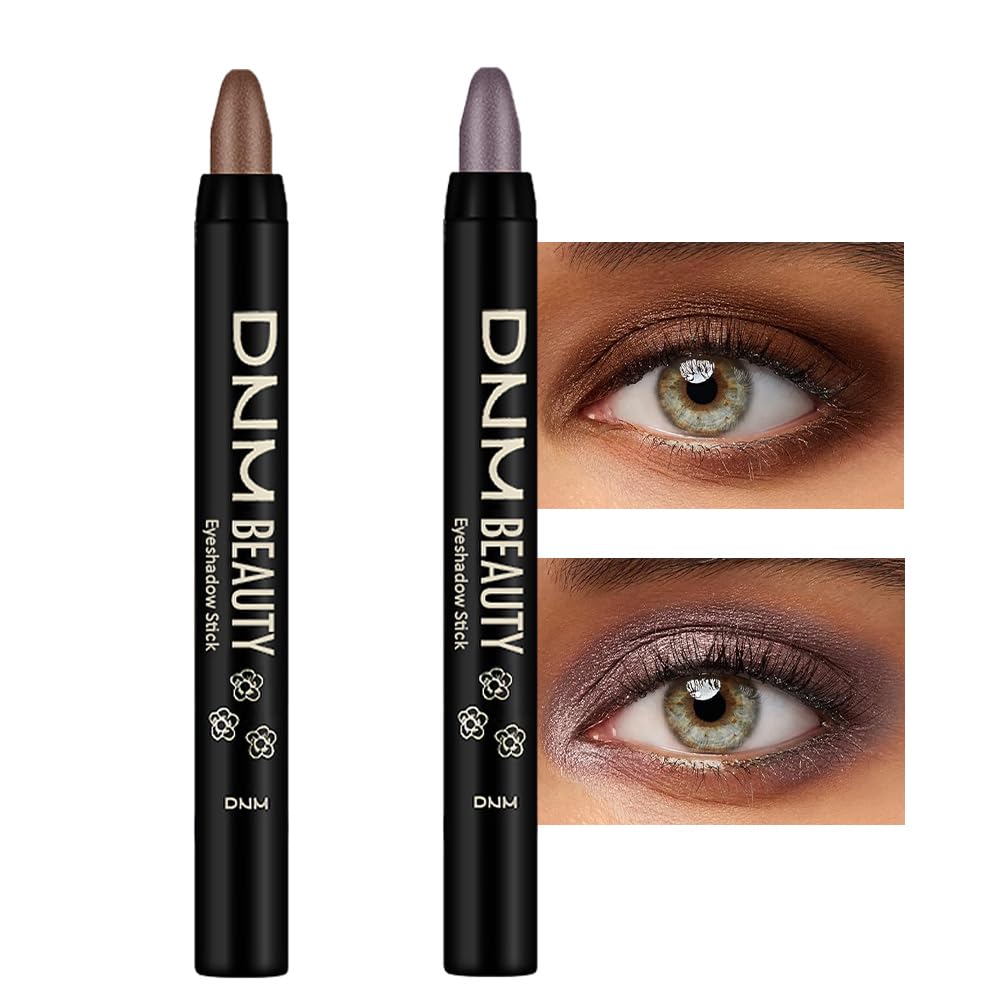 Kaely 2Pcs Cream Eyeshadow Sticks Set for Eyes Waterproof,Cocoa Shimmer & Smoky Amethyst Shimmer Matte Eye shadow Stick Pencil Pen Bulk sombras en crema para ojos 21+24