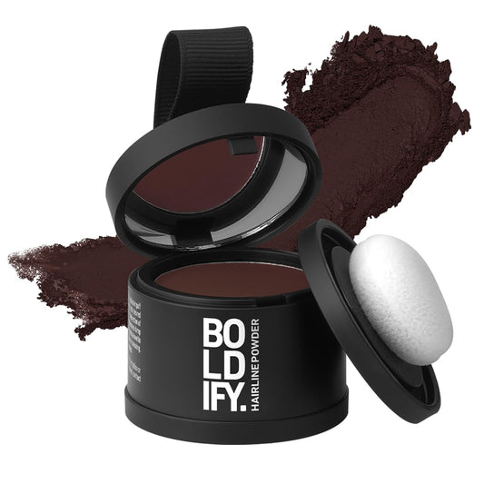 BOLDIFY Hairline Powder - Root Touch Up Hair Color for Gray Coverage - Bald Spot Concealing Hair Powder for Women & Men - 48-Hour Stain-Proof - Dark Auburn