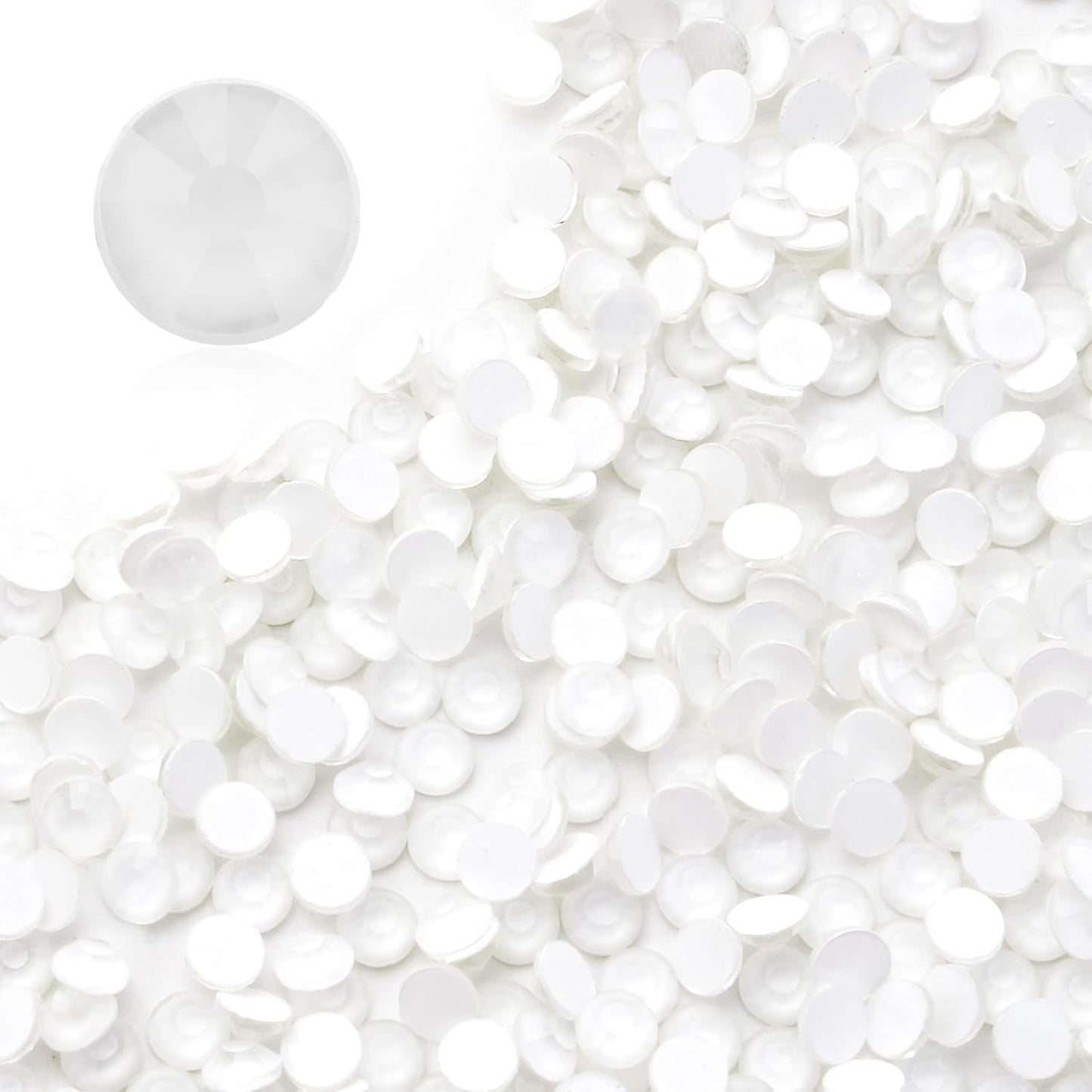 Neon White Flatback Rhinestones, Glass Rhinestones for Nail Art and Craft, Glue Fix, Loose Crystal Gemstones(Neon White, SS12, 1440pcs, 2.9-3.0mm)